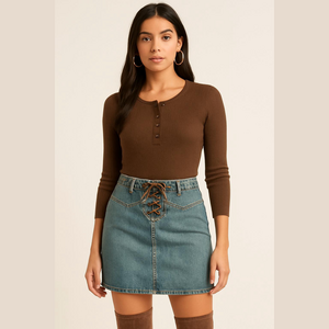 Faded Glory Blue Denim  Skirt